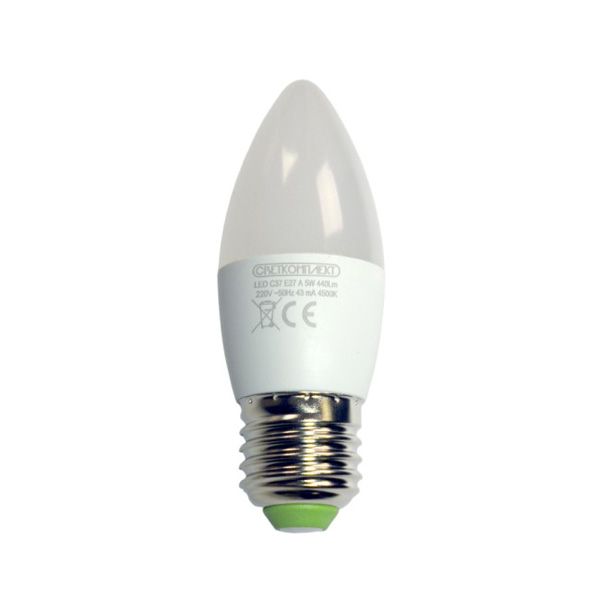 Лампа светодиодная Светкомплект 5 Вт C37 матовая E27 220 В 4200 К 