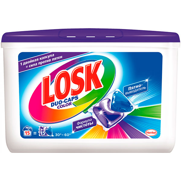 Капсулы для стирки Losk Duo-Caps Color 15 шт