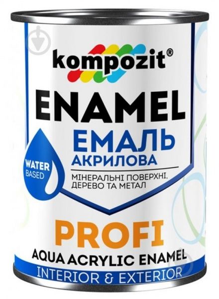 Эмаль Kompozit акриловая Profi белый шелковистый мат 0,8л
