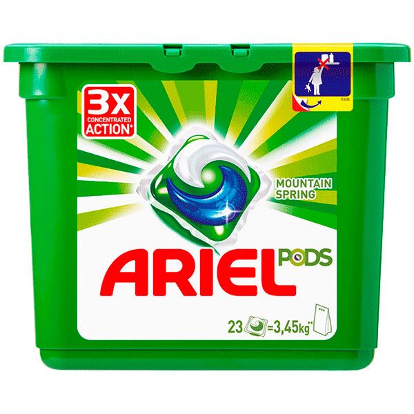 Капсули для машинного прання Ariel Pods Все-в-1 Гірське джерело 23 шт.