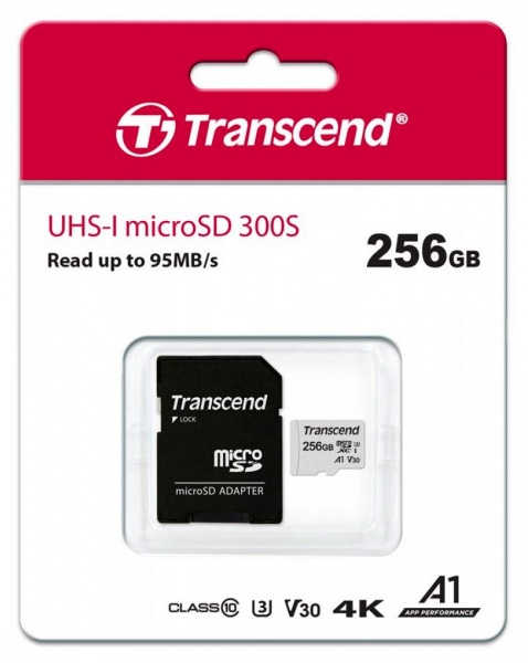Карта памяти Transcend microSDXC 256 ГБ Class 10UHS-I Class 3 (U3) (TS256GUSD300S-A) 