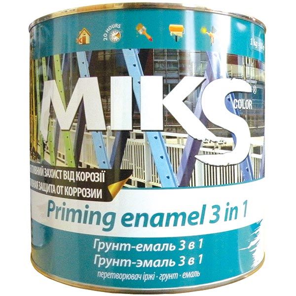 Грунт-эмаль MIKS Color 3 в 1 серый глянец 0,8кг