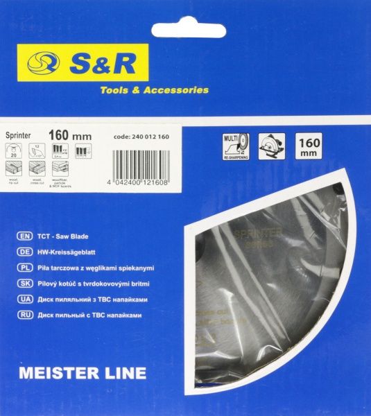 Пильный диск S&R Sprinter 160x20x2.4 Z12