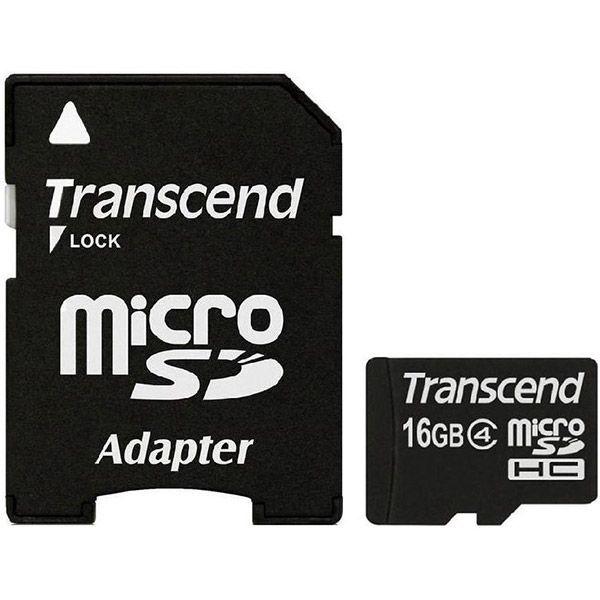 Карта памяти Transcend microSDHC 16 GB Class 4 + SD adapter