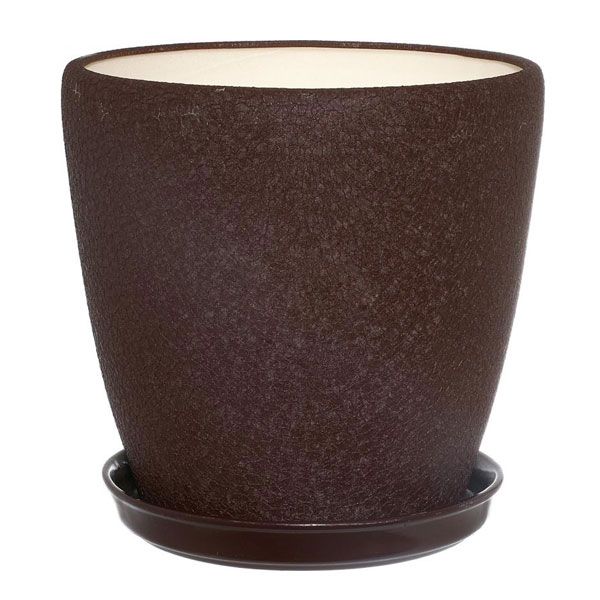 Горшок керамический Ориана-Запорожкерамика Грация №2 шелк шоколадный круглый 4,5л темный шоколад 