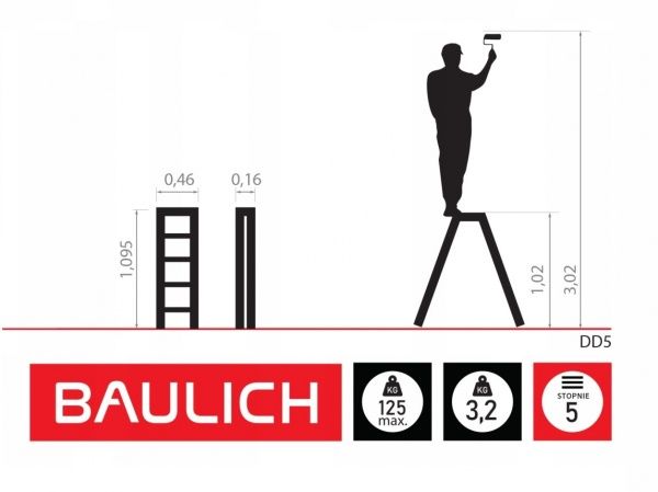 Лестница-стремянка Baulich AL-BL-DD5 двусторонняя 2x5 