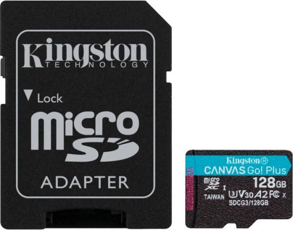 Карта памяти Kingston microSDXC 128 ГБ UHS-I Class 3 (U3) (SDCG3/128GB) Canvas Go! Plus V30 
