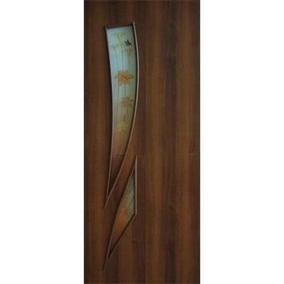 Дверь межкомнатная Фиеста 70 см орех стекло с рисунком цветы