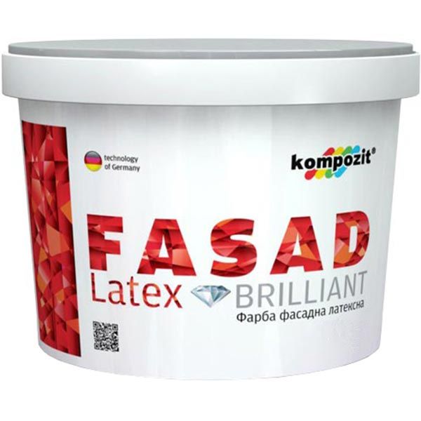 Фарба Kompozit FASAD Latex білий 0,9л 1,4кг