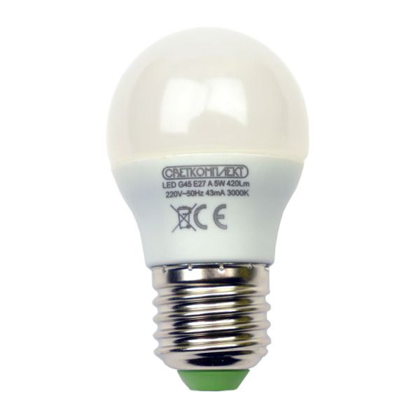 Лампа светодиодная Светкомплект 5 Вт G45 матовая E27 220 В 3000 К 
