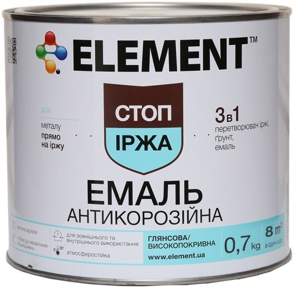 Эмаль Element 3 в 1 красно-коричневая 0.75 л