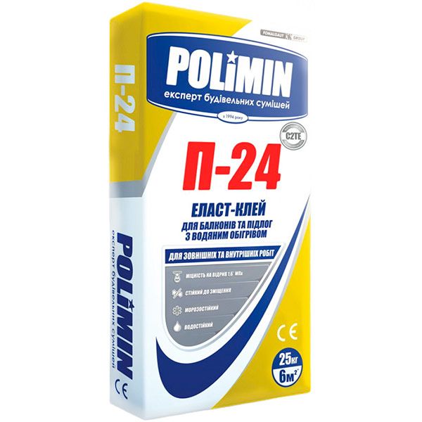 Клей для плитки Polimin P-24 Elastic (серый) 25кг
