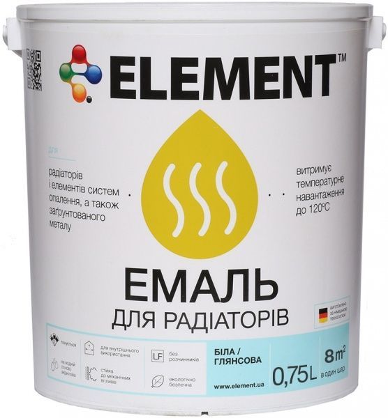 Эмаль Element акриловая для радиаторов белый глянец 0,75л