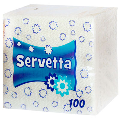 Серветки Servetta білі 100 шт