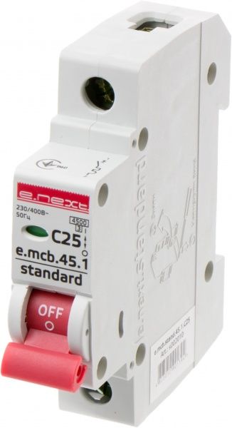 Автоматичний вимикач  E.next e.mcb.stand.45.1.C25, 1р, С, 25А, 4.5 кА s002010