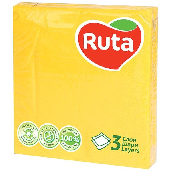 Салфетки столовые Ruta 33х33 см желтый 20 шт.