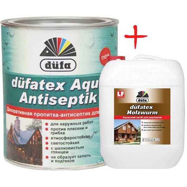 Комплект Dufatex Antiseptik горіх 2.5 л + Holwurm 1 л