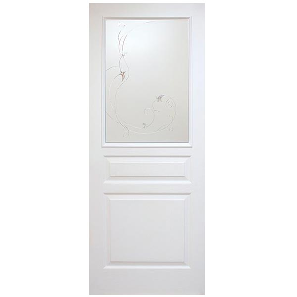 Двері полотно Оміс Барселона 80 cм білий скло з контурним малюнком