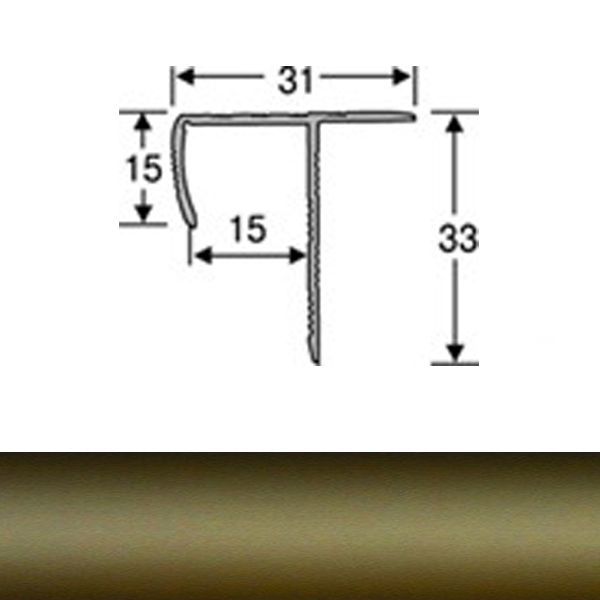 Порожек алюминиевый лестничный для плитки АТЛП анодированный TIS 2700 мм бронза