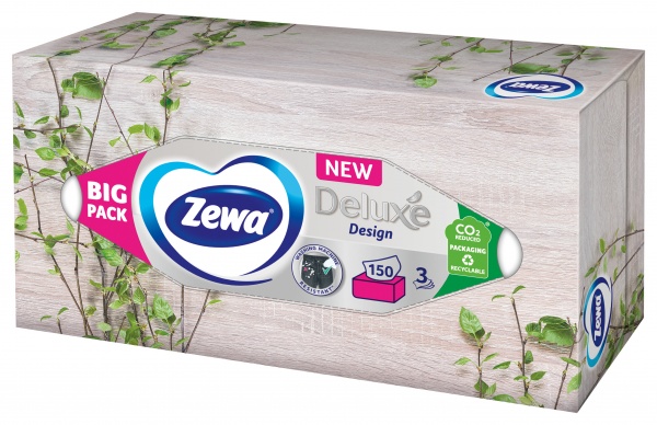 Салфетки гигиенические в коробке Zewa Deluxe Design 3 слоя 150 шт.