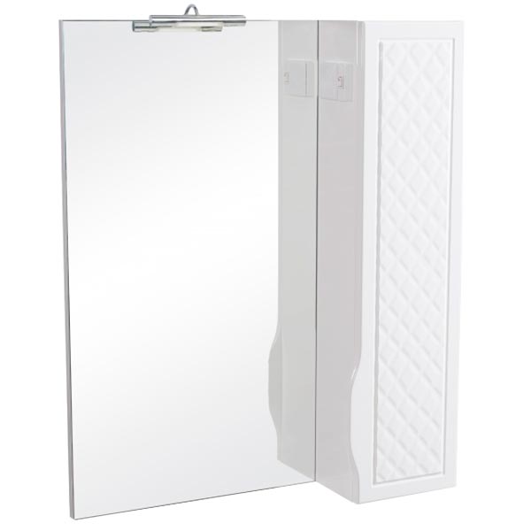 Зеркало со шкафчиком Aqua Rodos Родорс 65 белое с пеналом справа и подсветкой АР000040356