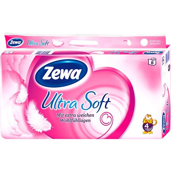 Туалетная бумага Zewa Ultra Soft четырехслойная 8 шт.