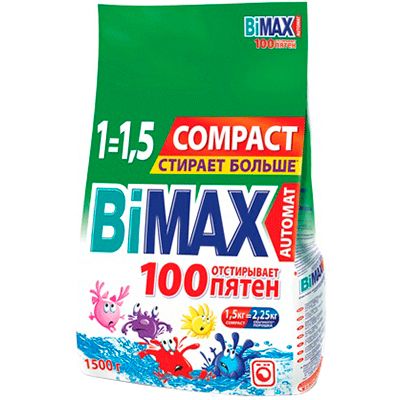 Пральний порошок BiMax відпирає 100 плям автомат 1.5 кг