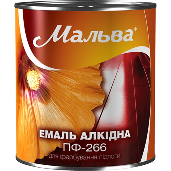 Эмаль Мальва® алкидная для пола ПФ-266 87 красно-коричневый глянец 0,9кг