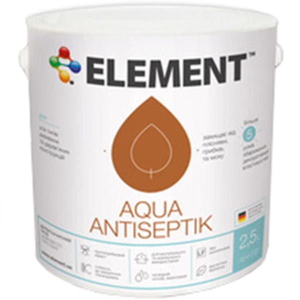 Лазурь-антисептик Element Aqua тик шелковистый глянец 2,5 л
