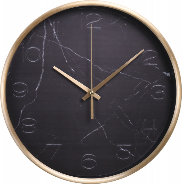 Часы настенные Marble черный мрамор d25,2 см O52091 Optima