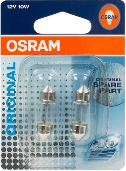 Лампа накаливания Osram (6438-02B) C10W 31mm SV8.5-8 12 В 10 Вт 2 шт 3200