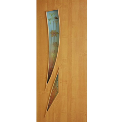 Дверь межкомнатная Фиеста 90 см ольха стекло с рисунком цветы