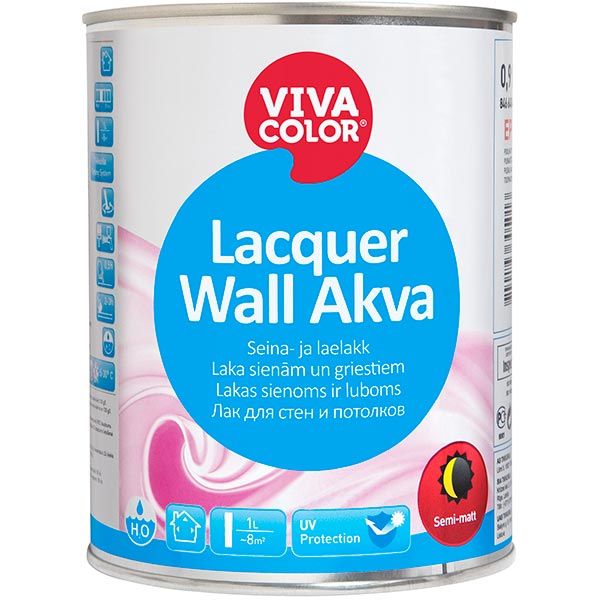 Лак Vivacolor Lacquer Wall Akva полуматовый 0.9 л