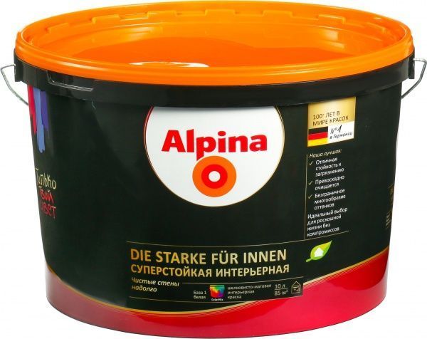 Краска Alpina Die Starke fur Innen B1 белый 10л