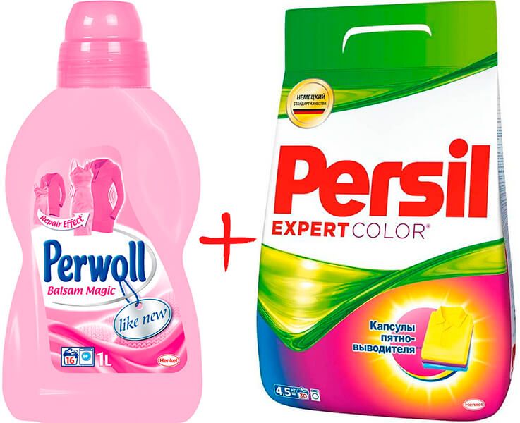Комплект Persil Color Expert 4.5кг + Perwoll Wool and Silk 1л