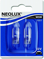 Лампа накаливания Neolux Standart (N50102B) W5W W2.1x9.5d 12 В 5 Вт 2 шт 3200
