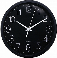 Часы настенные 25 см 562 черная рамка с белым циферблатом