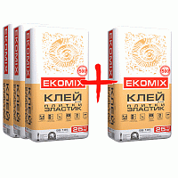 Клей для плитки Ekomix Эластик BS 105 25 кг 3 мешка + 1 мешок в подарок