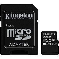 Карта памяти Kingston microSDHC 32Gb Canvas Select U1 R80/W10 + adapter SDCS/32GB