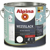 Эмаль Alpina алкидная Weisslack GL белый глянец 2,5л