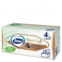 Серветки паперові у коробці Zewa Natural Soft 80 шт.