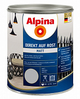 Эмаль Alpina Direkt auf Rost Matt RAL 9005 черная мат 0,75л