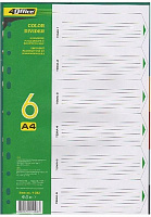 Индексный разделитель цветной А4 6 шт. PP 4-253 4Office