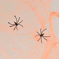 Декоративное изделие Паутина Хэллоуин 20 г с двумя паучками оранжевая 973672 YES! Fun