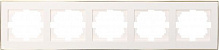 Рамка пятиместная Lezard Rain горизонтальная белый с золотой вставкой 703-0226-150