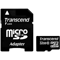 Карта памяти Transcend microSDHC 32 GB Class 10 + SD adapter