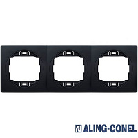 Рамка трехместная Aling-Conel Eon горизонтальная черный глянец E6703.EE