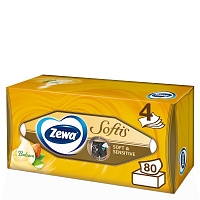 Серветки гігієнічні у коробці Zewa Softis Soft&Sensitive 4 шари 80 шт.