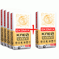 Клей для теплоізоляції Ekomix BS 113 25 кг 4 мішки + 1 мішок в подарунок