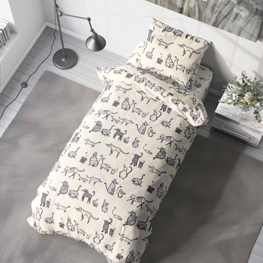 Комплект постільної білизни 1.5 CAT STORY мультиколор Luna